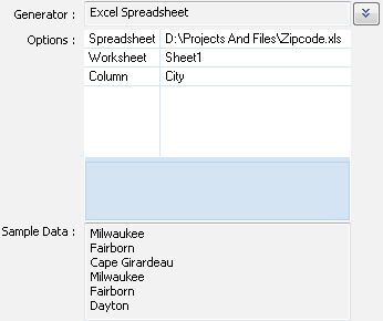 DTM Data Generator for Excel: by Excel generator options
